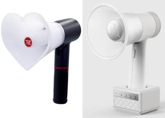 더보이즈 응원봉(왼쪽), QWER 응원봉(오른쪽) /사진=각 소속사