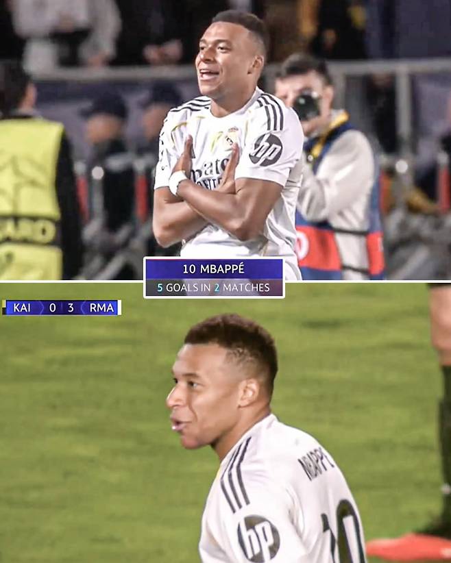 레알 음바페가 1일 카이라트와의 2025~26 UCL 리그 페이즈 2차전서 해트트릭에 성공하며 팀의 5-0 대승을 이끌었다. 그는 이번 대회 2경기에서만 5골을 폭격 중이다. 동시에 개인 통산 UCL 60호 골 고지도 밟았다. 사진=ESPN SNS