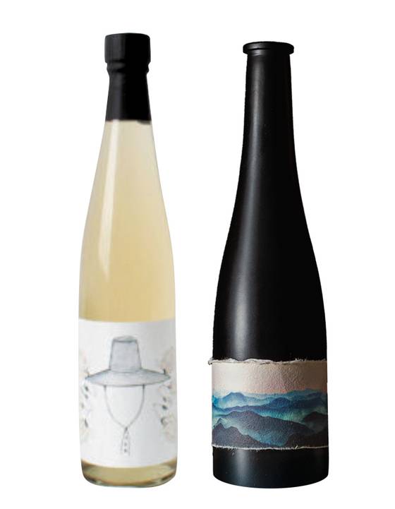 조셉 리저우드 셰프가 만든 한국 전통주. (왼쪽부터)‘오 마이 갓’‘산초 막걸리’. [사진 에빗]