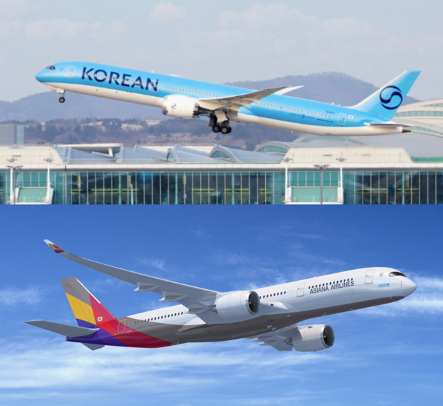 대한항공과 아시아나항공. 각사 홈페이지