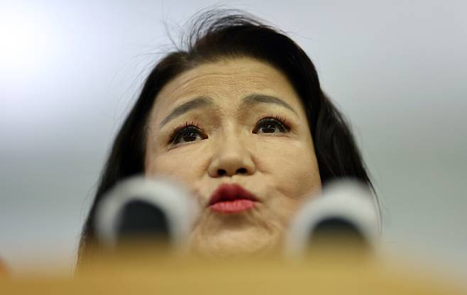 자동 면직되는 이진숙 방송통신위원장이 9월29일 오후 정부과천청사에서 입장 표명을 하고 있다. ⓒ연합뉴스