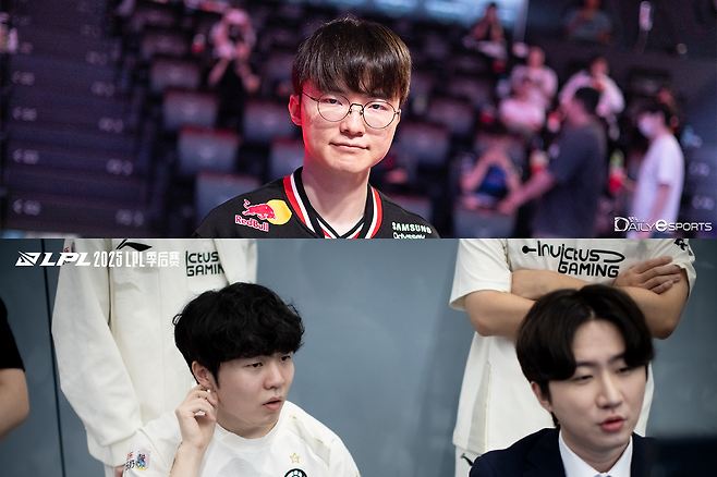 '페이커' 이상혁(위)-'루키' 송의진(아래, 사진=LPL)