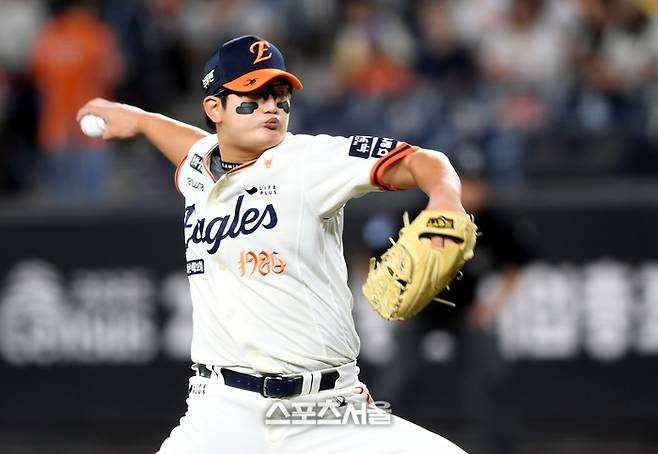 한화 투수 김서현이 29일 대전 한화생명볼파크에서 열린 2025 KBO리그 LG와 경기 9회 역투하고 있다. 대전 | 최승섭기자 thunder@sportsseoul.com
