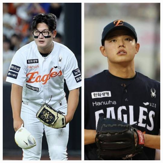 김서현(왼쪽)과 문동주