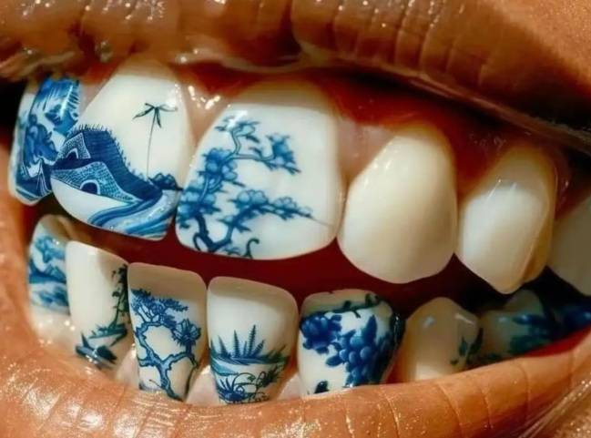 글자를 치아용 크라운에 새기는 치아 문신이 중국 청소년들 사이에서 유행하고 있다. [사진출처 = SCMP]