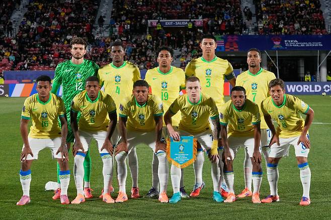 [산티아고=AP/뉴시스] 브라질 축구 국가대표팀. 2025.09.28.