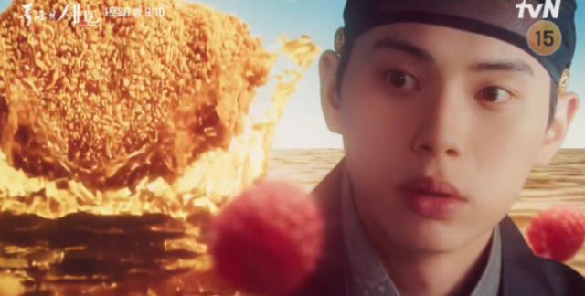 tvN 토일 드라마 '폭군의 셰프'에서 이헌(이채민 분)이 슈니첼을 맛 본 후 놀라는 장면. 사진 제공=tvN