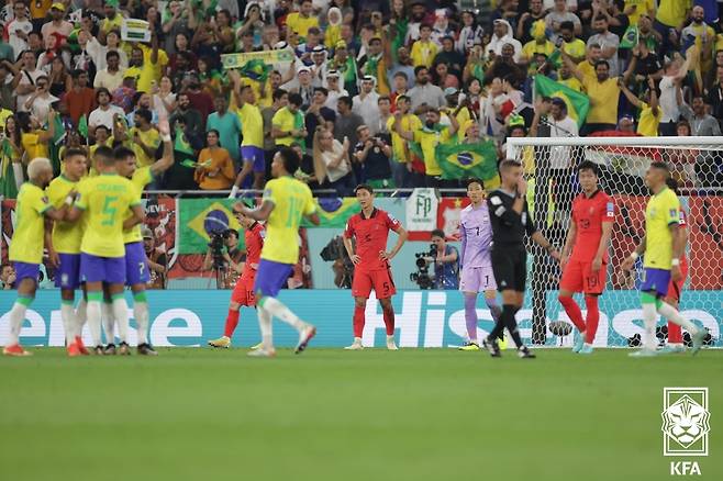 브라질과 가장 최근 맞대결이었던 2022년 12월 2022 국제축구연맹(FIFA) 카타르 월드컵 16강전. /사진=대한축구협회 제공