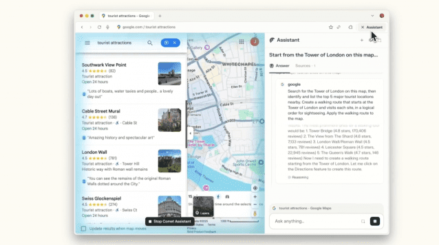 코멧의 어시스턴트 기능을 다양한 업무에 활용할 수 있다. (사진=퍼플렉시티)