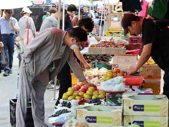 시민들이 추석을 앞두고 차례상 장을 보고 있다. 연합뉴스
