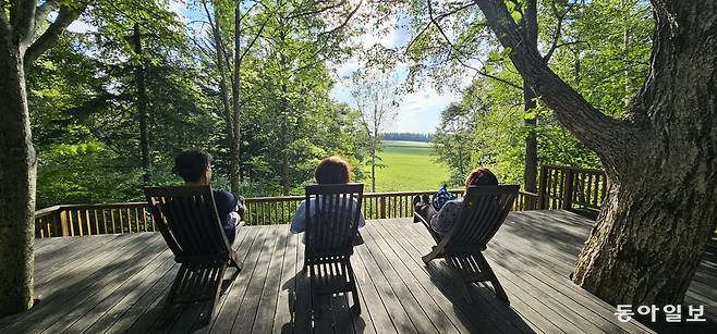 다이세쓰모리노가든에서 오롯한 쉼을 누리고 있는  방문객들. 김선미 기자 kimsunmi@donga.com