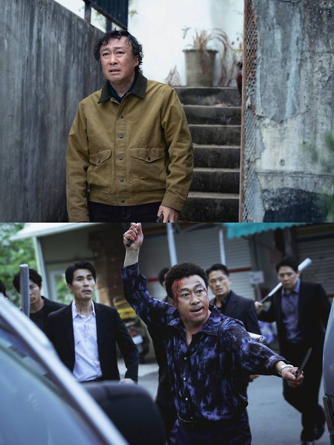 영화 ‘어쩔수가없다’(위)와 ‘보스’ 스틸 / 사진=CJ ENM·㈜하이브미디어코브 제공