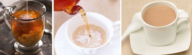 차먼저 우유먼저 논쟁. TIF(좌) MIF(중) 완성된 밀크티(우). 출처: Teavivre 홈페이지 그림 편집. 사진=유영현.