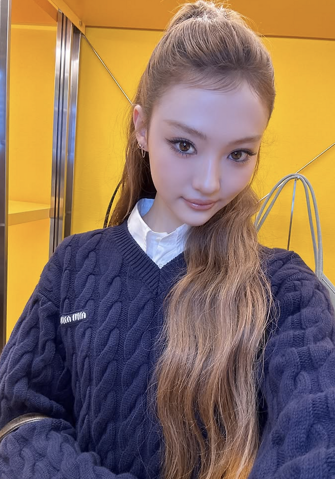 반묶음 헤어 (출처 : 인스타그램 @meovv)