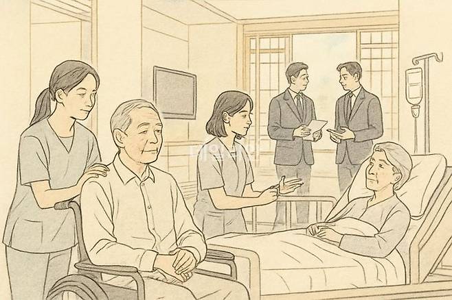 국내 생명보험사들이 요양·실버타운 등 시니어케어 사업에 대규모 투자를 단행하며 ‘차세대 먹거리’ 확보에 속도를 내고 있다.ⓒ데일리안 AI 삽화 이미지