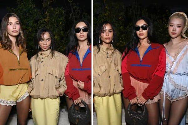 좌) 패션 매거진 엘르UK가 인스타그램에 올린 생 로랑 파리 패션쇼 단체 사진, (우) W매거진 등이 공개한 생 로랑 파리 패션쇼 단체 사진 원본 /인스타그램 /사진=파이낸셜뉴스 사진DB