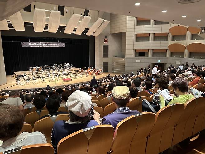 지난달 24일 대구시향  2025 코리아위크(KOREA WEEK) 초청 공연이 열린 일본 히로시마 JMS애스터플라자 대공연장 모습. <사진=정수민기자>