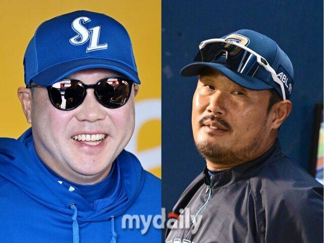 삼성 박진만 감독과 NC 이호준 감독./마이데일리
