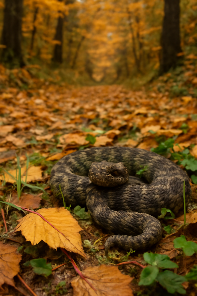 산길에 웅크리고 있는 살모사 AI 이미지[챗GPT를 사용해 제작]