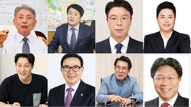 ▲ (왼쪽 위부터 시계방향) 윤환 계양구청장, 박형우 전 계양구청장, 김광 대통령비서실 행정관, 이수영 인천혁신경제연구소장, 손민호 보좌관, 김종득 시의원, 이용범 전 시의장, 석정규 시의원.