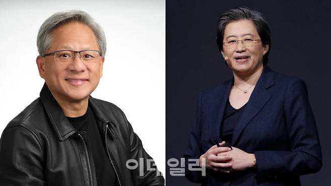 젠슨 황 엔비디아 CEO(왼쪽)와 리사 수 AMD CEO(오른쪽).(사진=각 사)