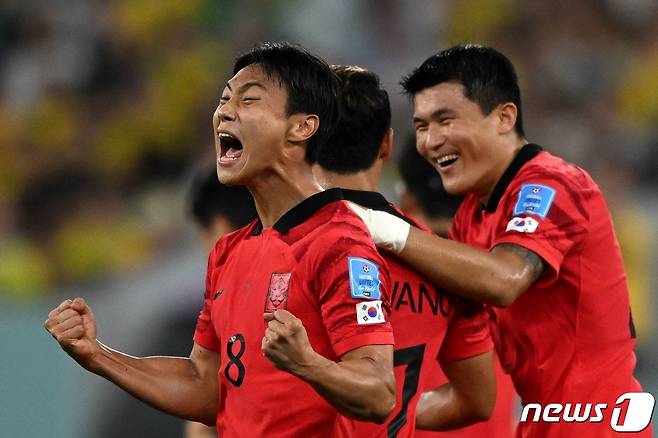 카타르 월드컵 브라질전 골 당시 백승호. 2022.12.06 ⓒ AFP=뉴스1 ⓒ News1 정윤미 기자