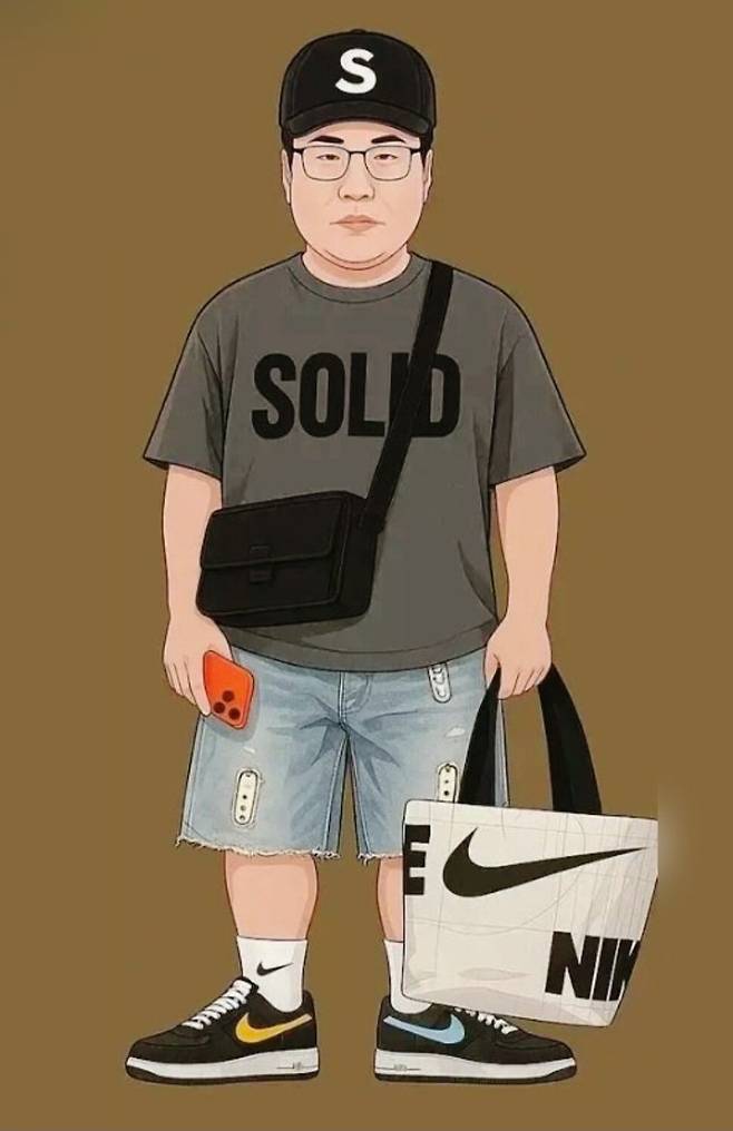 ‘영포티’ (‘젊은 40대’에서 ‘젊은 척하는 40대’라는 뜻으로 사용되고 있는는 온라인상 용어) 모습을 형상화한 이미지. 온라인 커뮤니티 갈무리