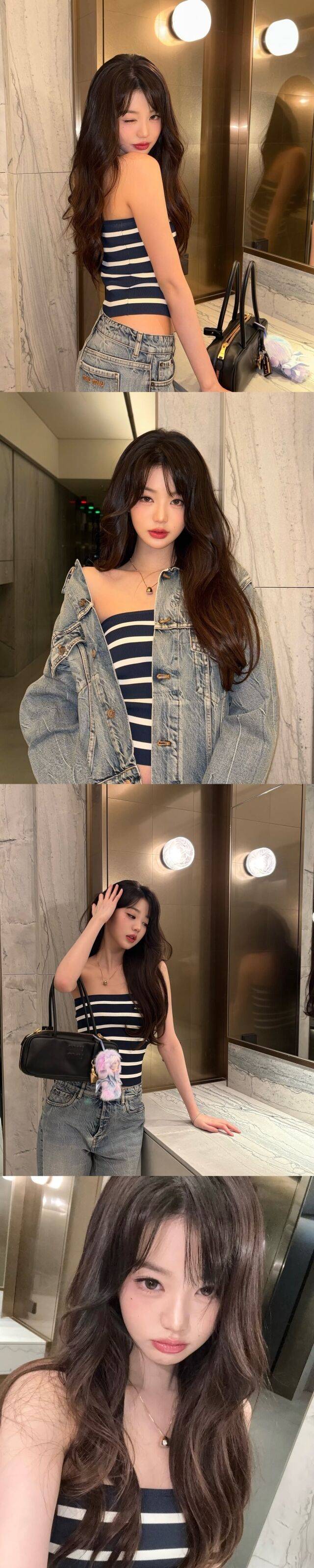 그룹 아이브 멤버 장원영이 파리로 향하는 비행기에서 근황을 전했다. / 장원영 인스타그램