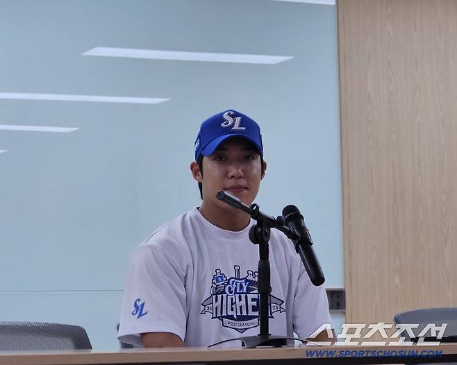 2차전 후 인터뷰 하는 원태인. 대구=스포츠조선 정현석 기자 hschung@sportschosun.com