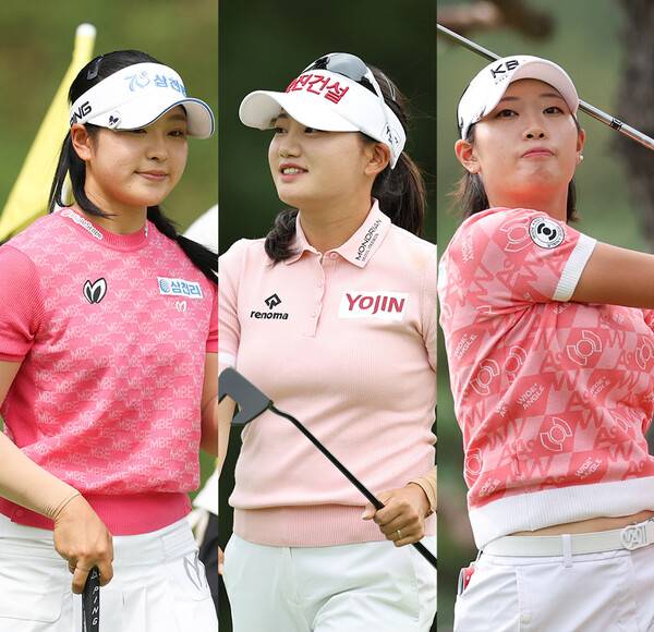 2025년 한국여자프로골프(KLPGA) 투어 신설 대회인 K-푸드 놀부·화미 마스터즈에 참가하는 유현조, 노승희, 방신실 프로. 사진제공=KLPGA (사진을 무단으로 사용하지 마십시오.)