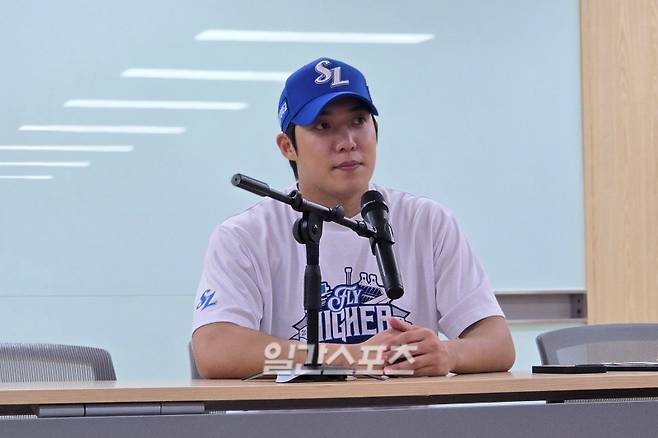 7일 경기 후 만난 삼성 원태인. 대구=윤승재 기자