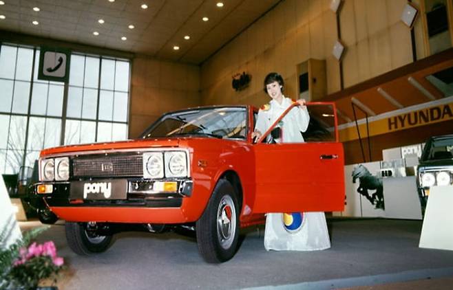 1974년 이탈리아 토리노 모터쇼에 출품된 포니. 현대차 제공