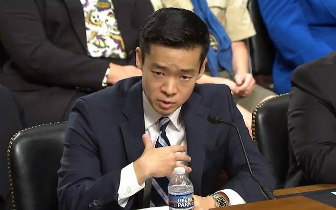 미국 국방부 인도·태평양 차관보로 지명된 존 노 동아시아 담당 부차관보가 7일 미 연방 상원 군사위원회의 인준 청문회에서 발언하고 있다. /미 상원 군사위 홈페이지