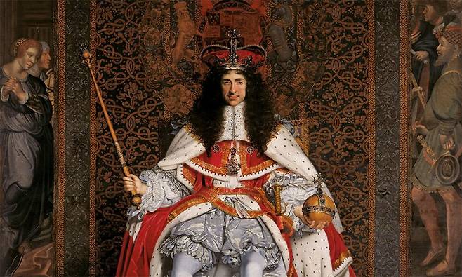 1661년 그려진 잉글랜드의 왕 찰스 2세의 초상화. 왼손에 왕권을 상징하는 ‘보주’를 들고 있다. 보주의 둥근 형태는 중세인들이 지구가 둥글다는 것을 안다는 증거였다. Orlando Ferguson(W) 제공