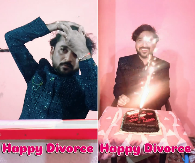 인도의 한 남성이 자신의 이혼을 축하하는 영상이 조회수 300만회를 넘어서며 화제가 됐다. 인스타그램 계정 ‘iamdkbiradar’ 캡처