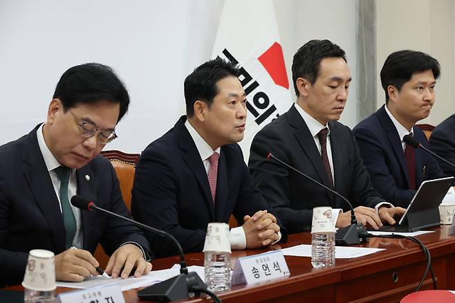 ▲ 국민의힘 장동혁 대표가 9일 서울 여의도 국회에서 열린 최고위원회의에서 발언하고 있다.연합