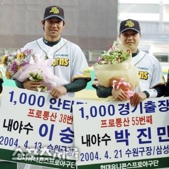 현대 시절 이숭용 감독(왼쪽)과 박진만 감독 모습. 사진 | 스포츠서울 DB