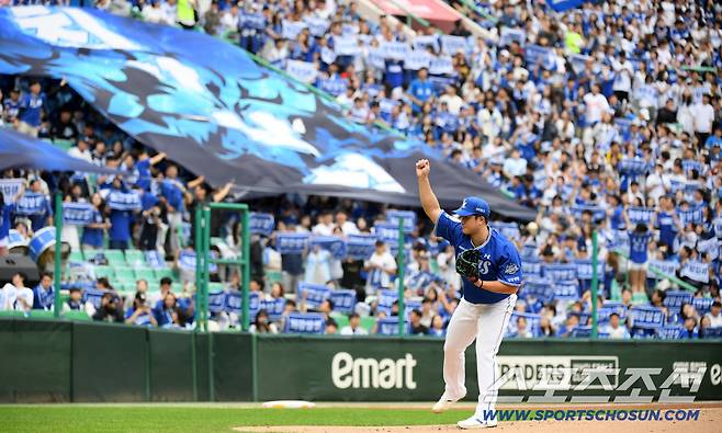 9일 인천SSG랜더스필드에서 열린 SSG와 삼성의 준PO 1차전. 삼성 최원태가 역투하고 있다. 인천=박재만 기자 pjm@sportschosun.com/2025.10.09/