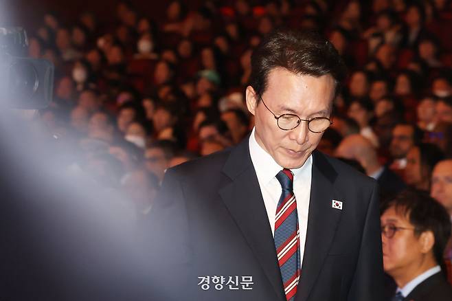 김민석 국무총리가 지난 3일 서울 종로구 세종문화회관에서 열린 제4357주년 개천절 경축식에 참석해 있다. 한수빈 기자