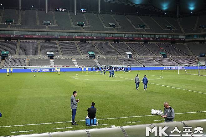 9일 서울월드컵경기장에서 진행된 국가대표팀의 브라질전 대비 최종 훈련. 황희찬은 이 훈련에 참여하지 못했다. 사진=이근승 기자