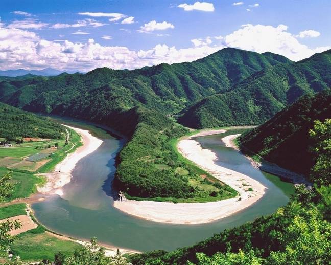 옥천 반전 한반도 지형