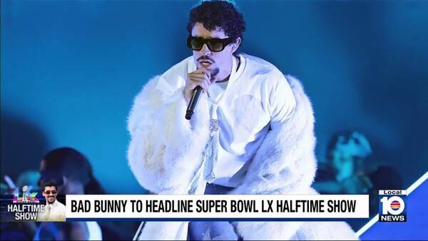 배드 버니가 NFL 슈퍼볼 하프타임쇼 무대에 선다(사진=WPLG 뉴스 화면)