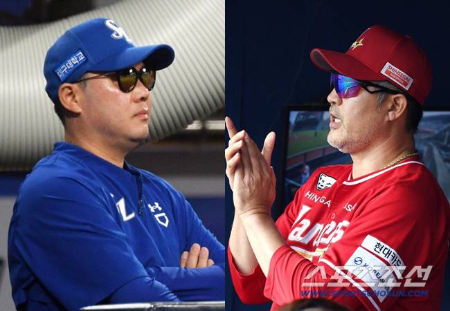 삼성 박진만 감독(왼쪽)과 SSG 이숭용 감독. 스포츠조선DB