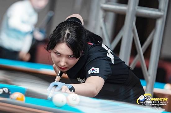 진혜주는 1패 뒤 2연승을 거두며 패자조 3라운드에 진출했으나 중국의 르 샤사에게 패해 탈락했다. (사진=predator probilliardseries)