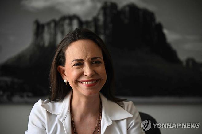 올해 노벨평화상 수상자인 베네수엘라의 마리아 코리나 마차도  [AFP 연합뉴스 자료사진. 재판매 및 DB 금지]