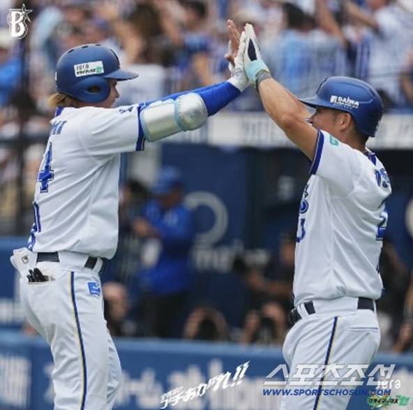 요코하마는 1회초 5점을 내주고 1회말 5점을 뽑아 동점을 만들었다. 연장 11회초 1점을 내줬으나 11회말 끝내기로 이겼다. 사진캡처=요코하마 베이스타즈 SNS