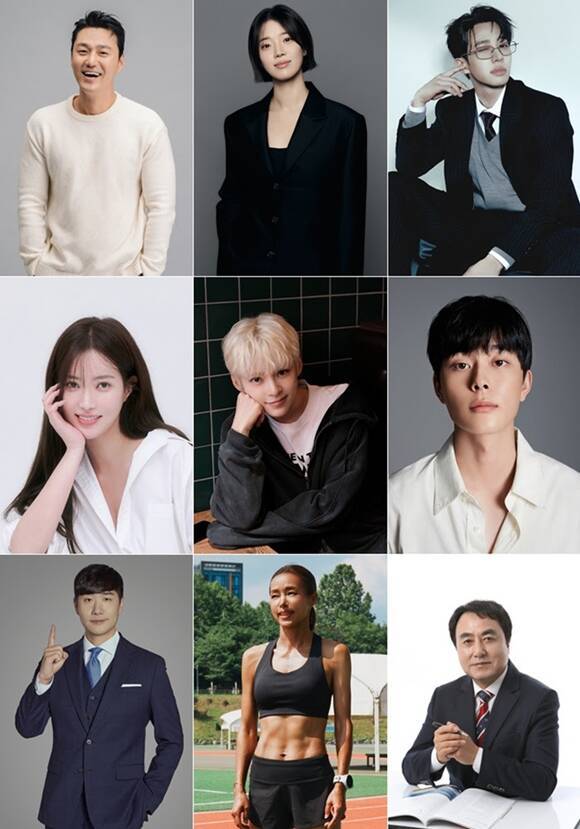 배우 최영준 임세미 이기광 유선호, 윤여춘 해설위원, 권은주 감독, 배성재 캐스터, 배우 임수향 정혜인(왼쪽 위부터 시계방향)이 MBN 새 예능프로그램 '뛰어야 산다' 시즌2에서 호흡을 맞춘다. /각 소속사