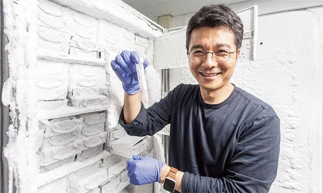 이정호 KAIST 의과학대학원 교수는 12일 본지와 전화인터뷰에서 “글로벌 바이오 제약 산업을 이끌어가는 의사과학자를 키우는 게 시급하다”며 “더 많은 의학도가 연구자로 진로를 선택할 수 있도록 정부와 의학계가 길을 열어줘야 한다”고 했다. 사진은 이 교수가 카이스트 의과학대학원 연구실에 있는 영하 70도 냉동고에서 뇌 조직 일부를 꺼내 들어보이는 모습.//조선일보 DB