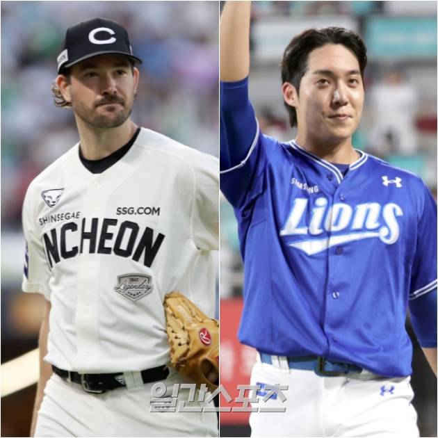 13일 준플레이오프 3차전에서 선발 맞대결을 펼치는 앤더슨과 원태인. SSG 제공, IS 포토