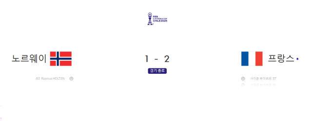 프랑스가 8강전에서 노르웨이를 2-1로 물리쳤다. /FIFA 홈페이지 캡처